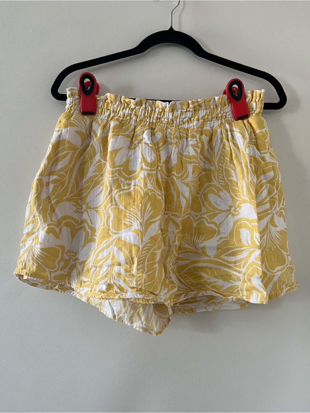 Old Navy Yellow White Tropical Floral Skort Small 100% Cotton Coastal Resort